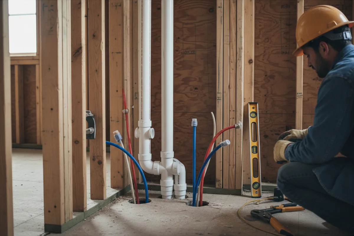 Drain and supply rough-in during Sump Pump Repair in Dennis Port