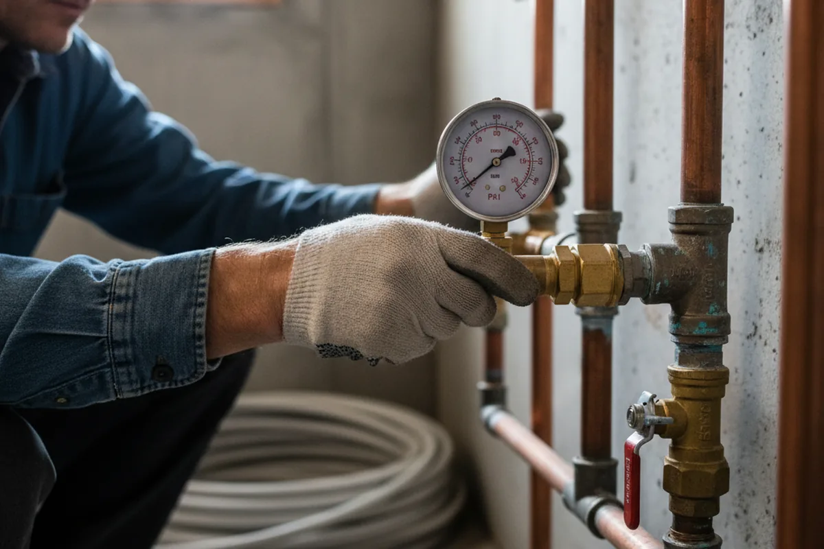 Pressure testing a repaired line during Water Line Repair in Dennis Port